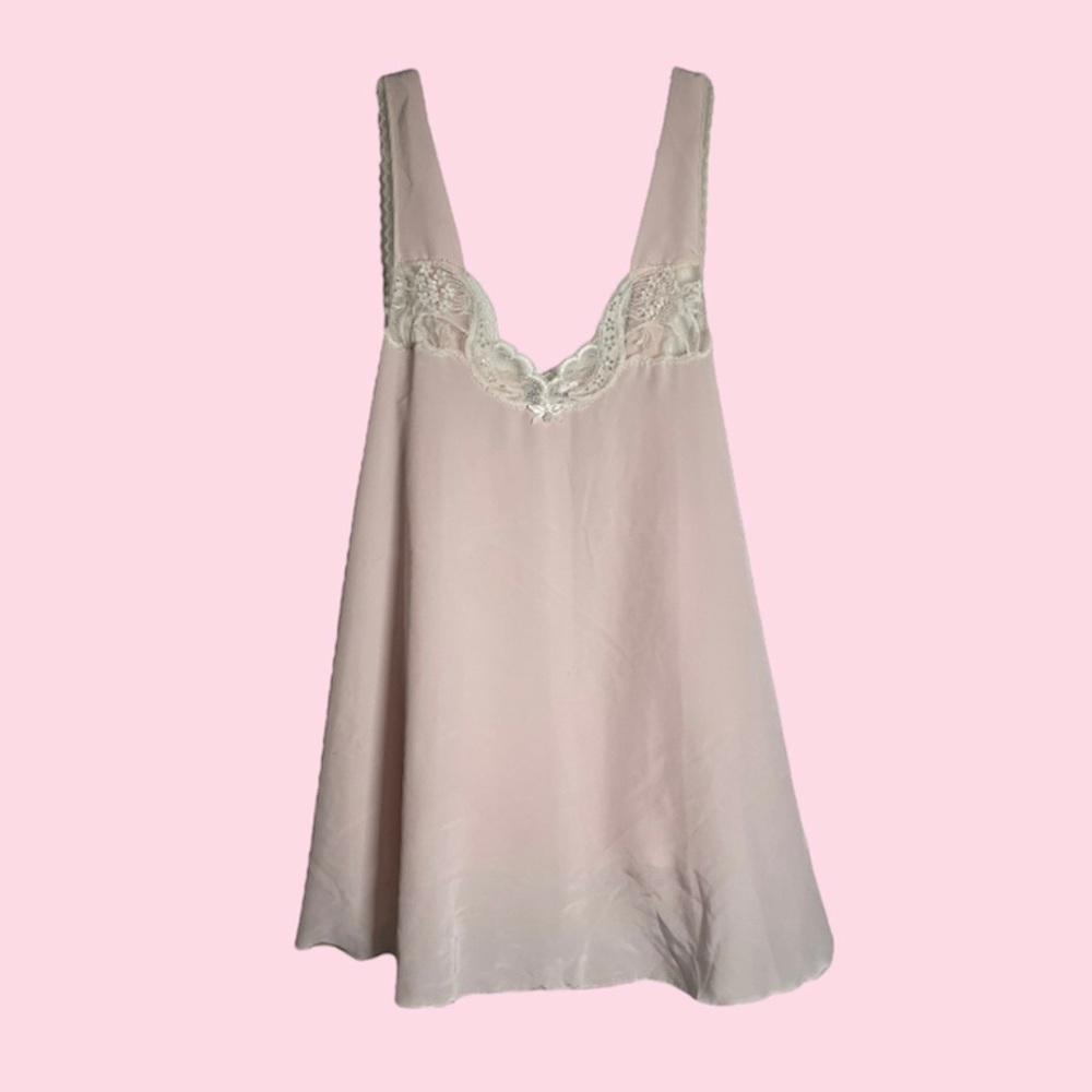 Frenchmaid Pastel Pink Tank Top with White Lace